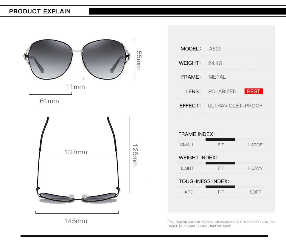 Lunettes de soleil luxueuses pour femme